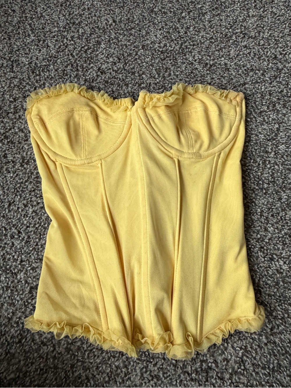 Edikted Yellow Strapless Bustier with Ruffle Trim